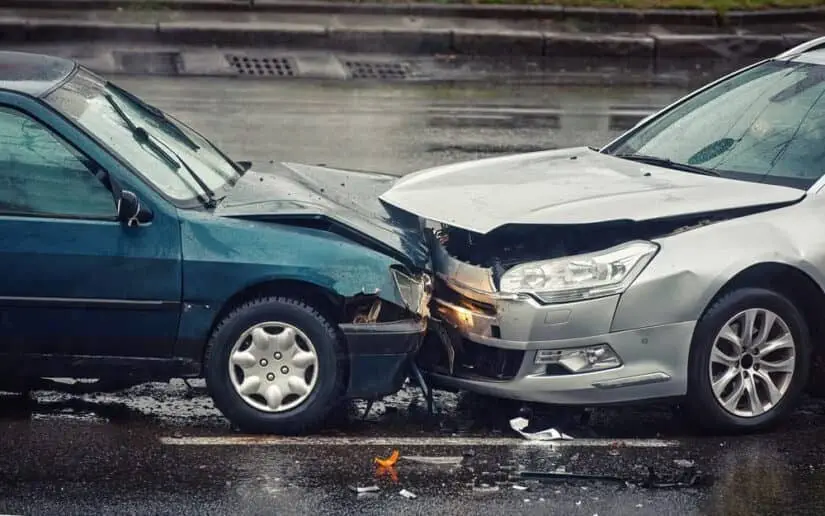 Head On Collision Two Light Vehicles in A Head Collision