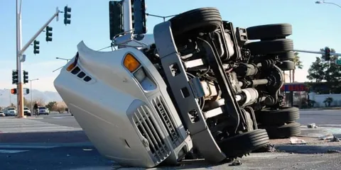 Truck Side Truck Fallen On Side